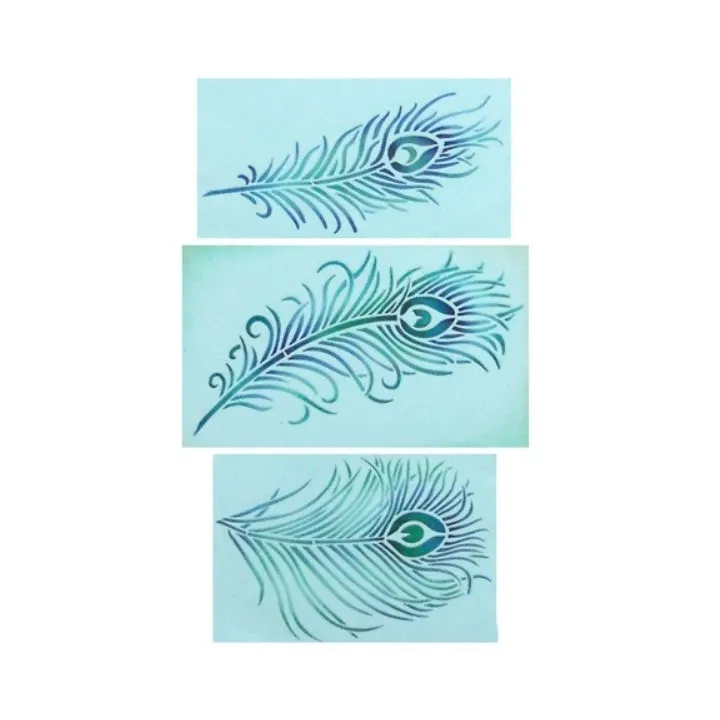 Pfauenfeder Stencil 3 Stück für edle Dekorationen