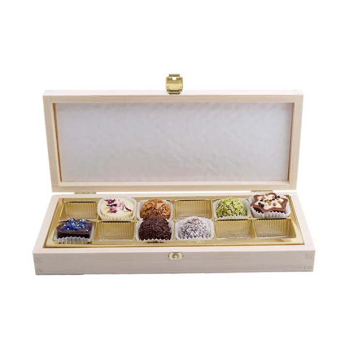 Boîte à chocolats en bois pour 12 chocolats pour des cadeaux raffinés