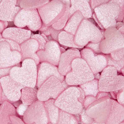 Décor à parsemer cœurs rose, 50 g
