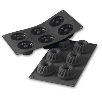 Silikonform Gugelhupf Modern Ø 7 cm 6 Stück für süsse Desserts