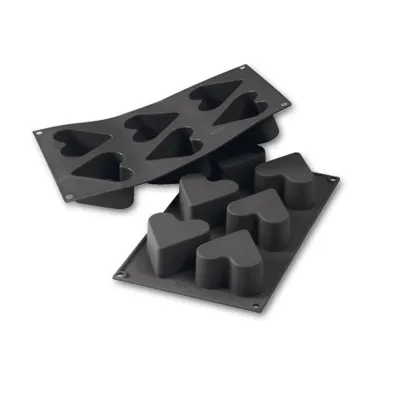 Silicone mould heart Ø 6.5 cm, 6 pieces