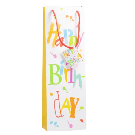 Sacchetto regalo Happy Birthday 12x37x8cm