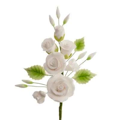 Cake Topper Rosensträusschen Weiss, 6 Stück
