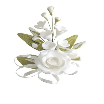 Cake Topper bouquet de fleurs blanc, 5 pièces
