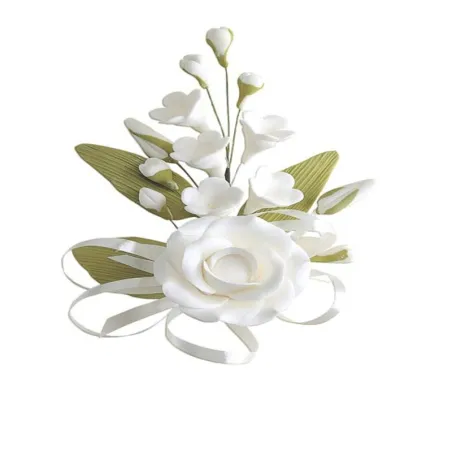Cake topper bouquet white, 5 pieces
