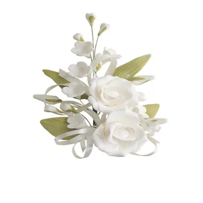 Cake Topper Blumensträusschen Weiss, 5-teilig