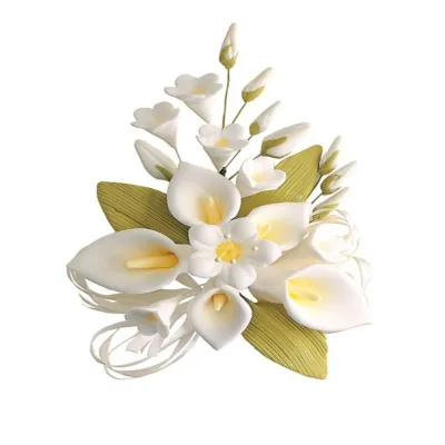 Cake Topper Blumensträusschen Weiss, 5-teilig