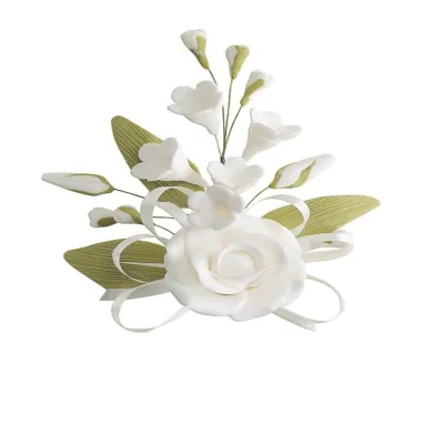 Cake topper bouquet white, 5 pieces