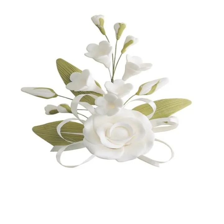 Cake Topper Blumensträusschen Weiss, 5-teilig