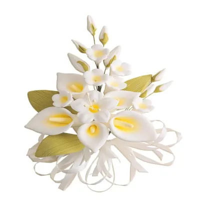 Cake Topper bouquet de fleurs blanc, 5 pièces