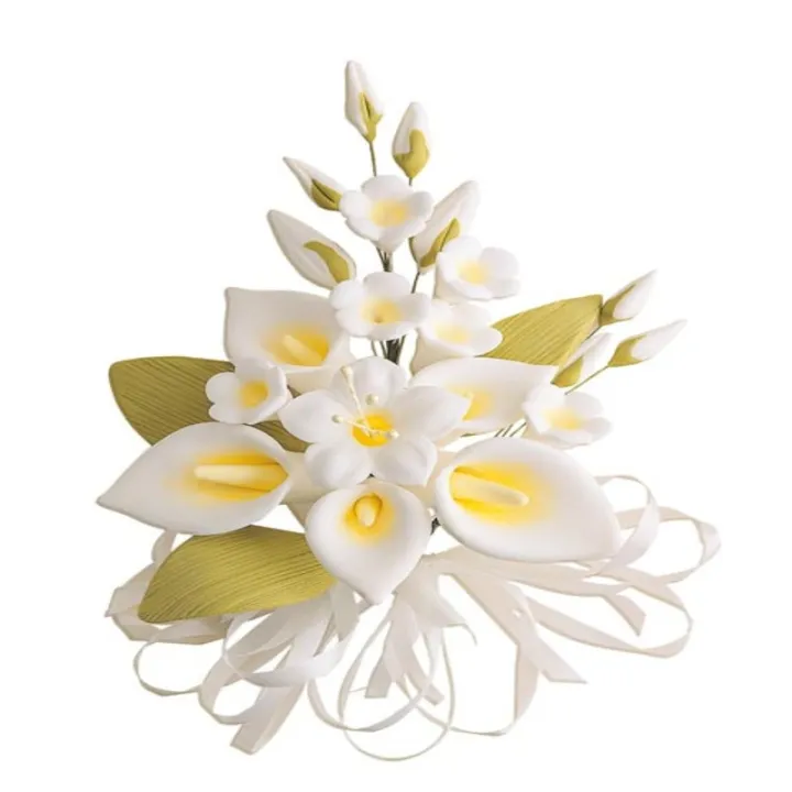 Cake Topper Blumensträusschen Weiss, 5-teilig