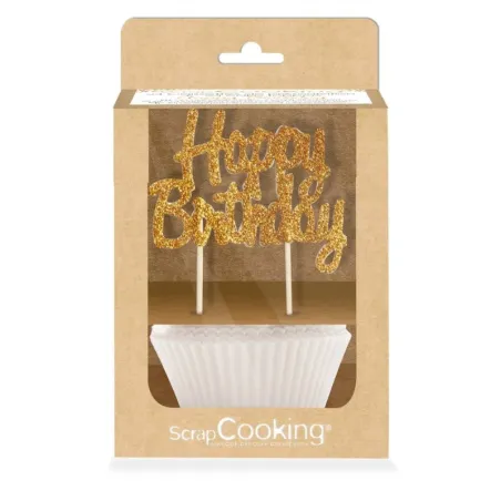 Cupcake cases with birthday topper, 24 pieces