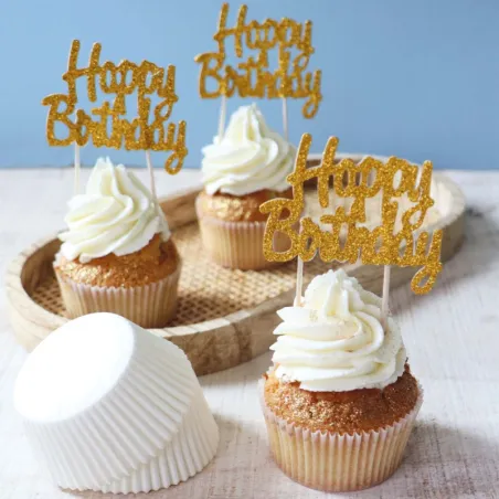 Cupcake cases with birthday topper, 24 pieces