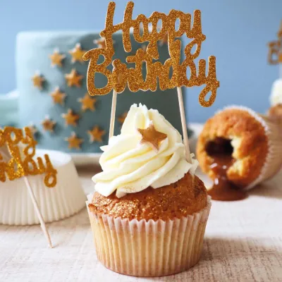 Cupcakes-Förmchen mit Birthday-Topper, 24 Stück