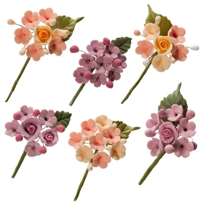 Cake Topper Blumensträusschen Pastell, 6-teilig