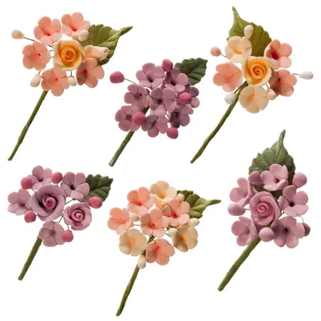Cake Topper Blumensträusschen Pastell, 6-teilig