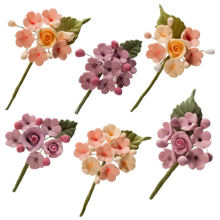 Cake Topper Blumensträusschen Pastell, 6-teilig
