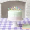 Candele a forma di lettera Buon compleanno pastello e oro