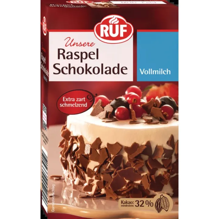 RUF Schokoraspeln Vollmilch 100 g – der Klassiker für Tortendekor und Cremes | miniSchoggi