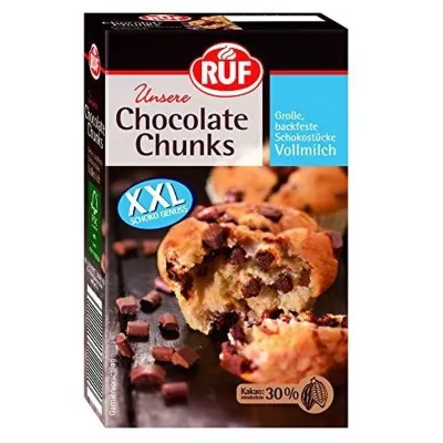 RUF Chocolate Chunks Vollmilch 100 g – backfeste Schokostückchen für Cookies, Muffins und Brownies | miniSchoggi