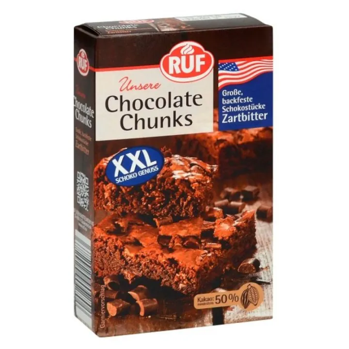 RUF Chocolate Chunks chocolat noir 100 g – morceaux de chocolat Résistant à la cuisson pour cookies, muffins et brownies | miniS