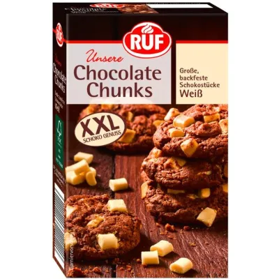 RUF Chocolate Chunks Weiss 100 g – backfeste Schokostückchen für Cookies, Muffins und Brownies | miniSchoggi