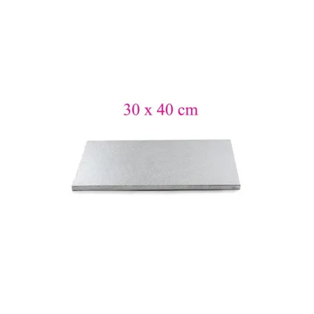 Piatto da torta rettangolare extra forte in argento 30 x 40 cm per un trasporto sicuro