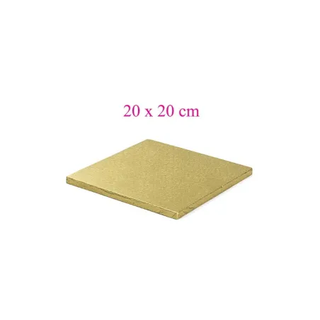 Plateau à gâteaux carré extra fort Or 20 x 20 cm pour un transport sûr
