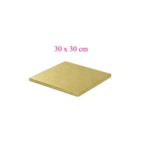 Cake plate square extra strong gold 30 x 30 cm for safe transport