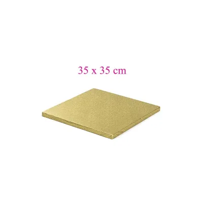 Tortenplatte Quadrat extra stark Gold 35 x 35 cm für den sicheren Transport