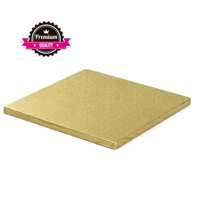 Tortenplatte Quadrat extra stark Gold 35 x 35 cm für den sicheren Transport