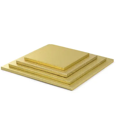 Tortenplatte Quadrat extra stark Gold 35 x 35 cm für den sicheren Transport