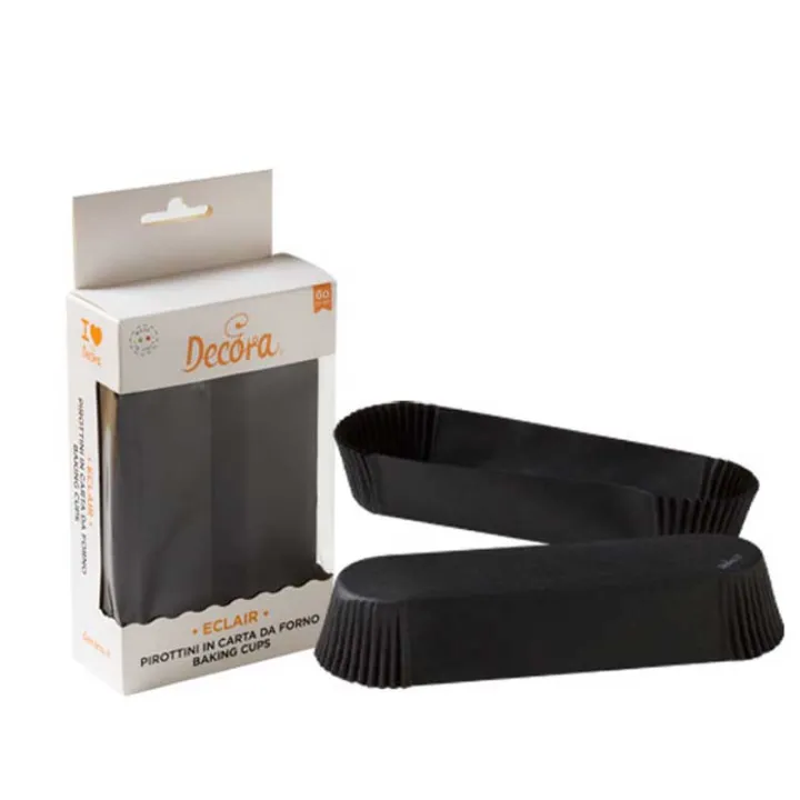 Eclair Papierförmchen Schwarz, 60 Stück für edle Geschenke