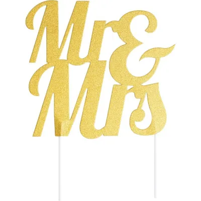 Mr & Mrs Cake Topper Gold