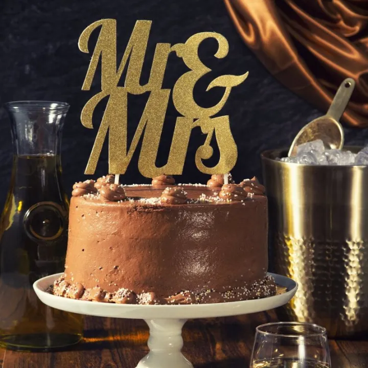 Topper per torta Mr & Mrs oro