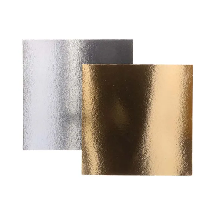 Thin cake plate square 30 cm, silver and gold