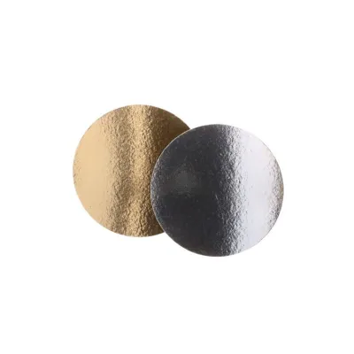 Dünne Tortenplatte rund Ø 20 cm, Silber und Gold