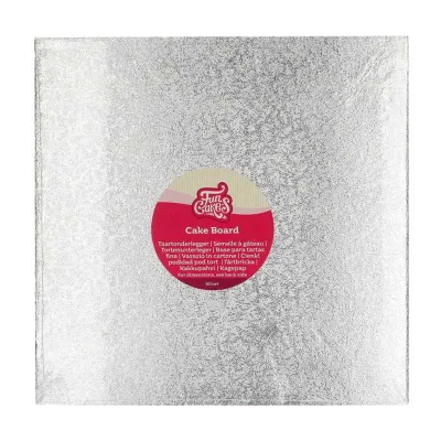 Dünne Tortenplatte quadratisch 33 cm, Silber
