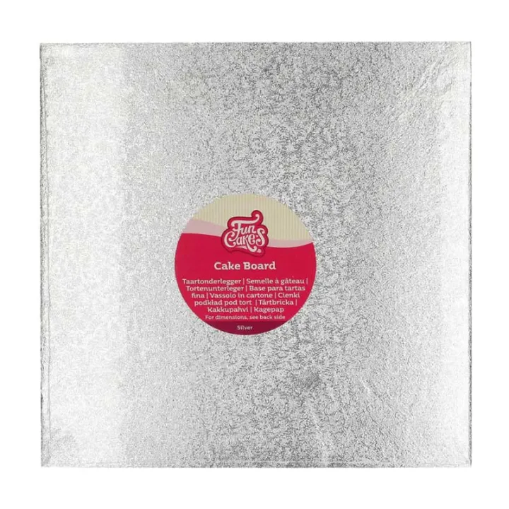 Thin cake plate square 33 cm, silver
