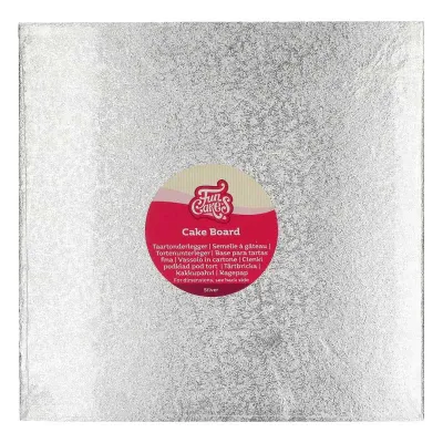 Dünne Tortenplatte quadratisch 35 cm, Silber