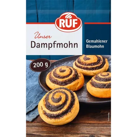 RUF Dampfmohn 200 g – pavot bleu prêt à l'emploi pour gâteaux au pavot, knödel et plus | miniSchoggi
