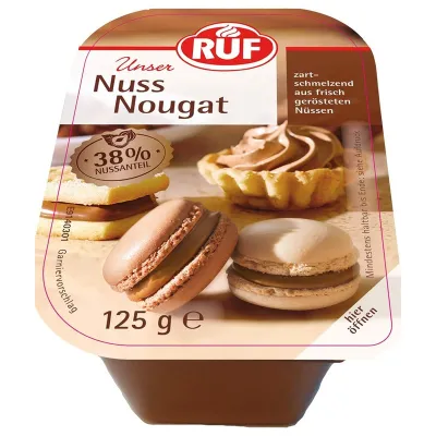 RUF Nuss-Nougat 125 g – zartschmelzender Haselnussnougat für Füllungen und Pralinen | miniSchoggi
