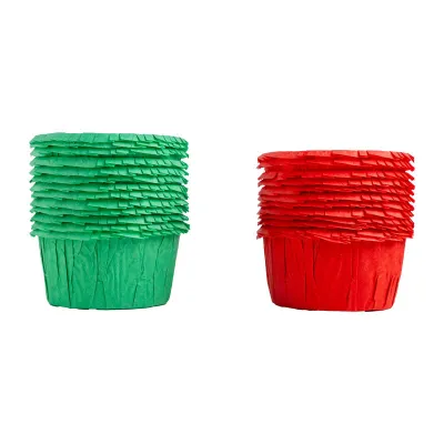 Muffinförmchen zerknittert Rot/Grün, 25 Stück