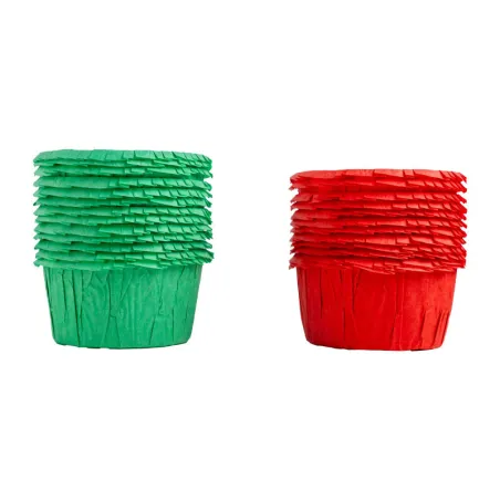 Crinkled muffin cases red/green, 25 pieces