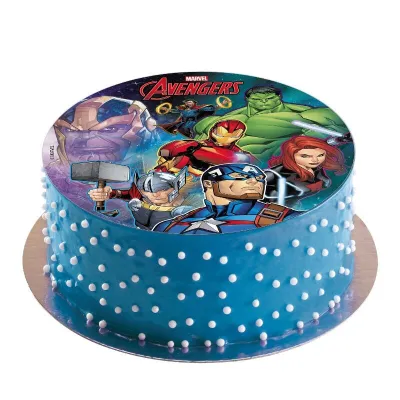 Cake topper Avengers in carta commestibile, Ø 20 cm