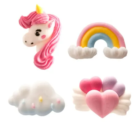 Set di decorazioni di zucchero con unicorno, 8 pezzi