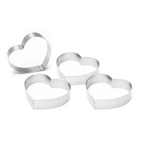 Cake rings perforated heart Ø 7.5 cm x 8.5 cm, 4 pieces