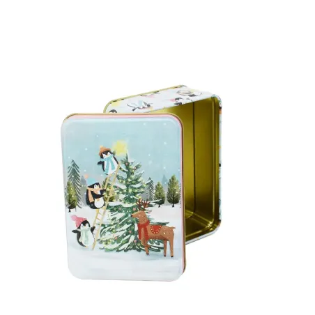 Cookie tin Pingu with Christmas tree, 120 x 85 x 43 mm