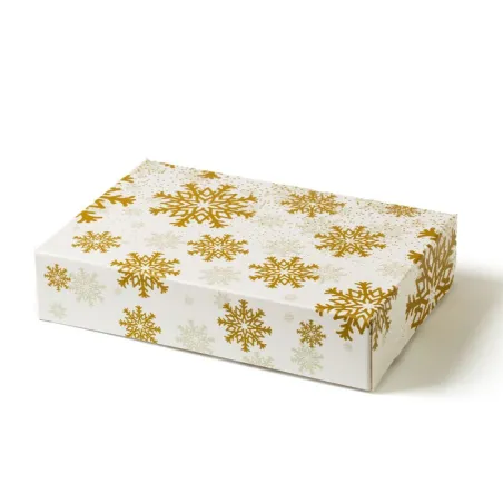 Scatola da pasticceria Cristalli di ghiaccio dorati, 23,5 x 16 x 5 cm