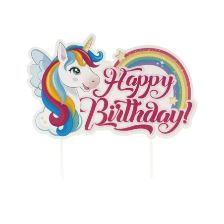 Cake topper Happy Birthday Unicorn, 17.5 x 15 cm